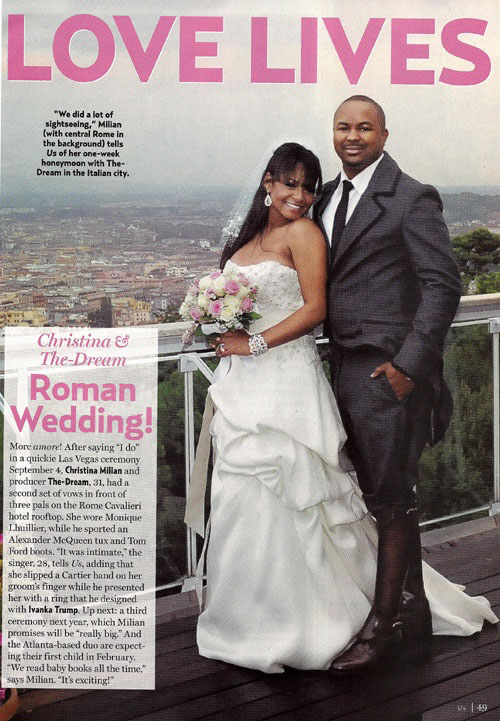 Christina Milian and The Dream's wedding is featured in US Weekly magazine